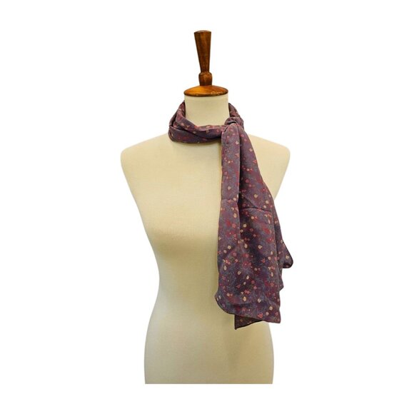 Lavender, mauve floral rectangular scarf, machine hem 10" x 53", no tags - Picture 3 of 5